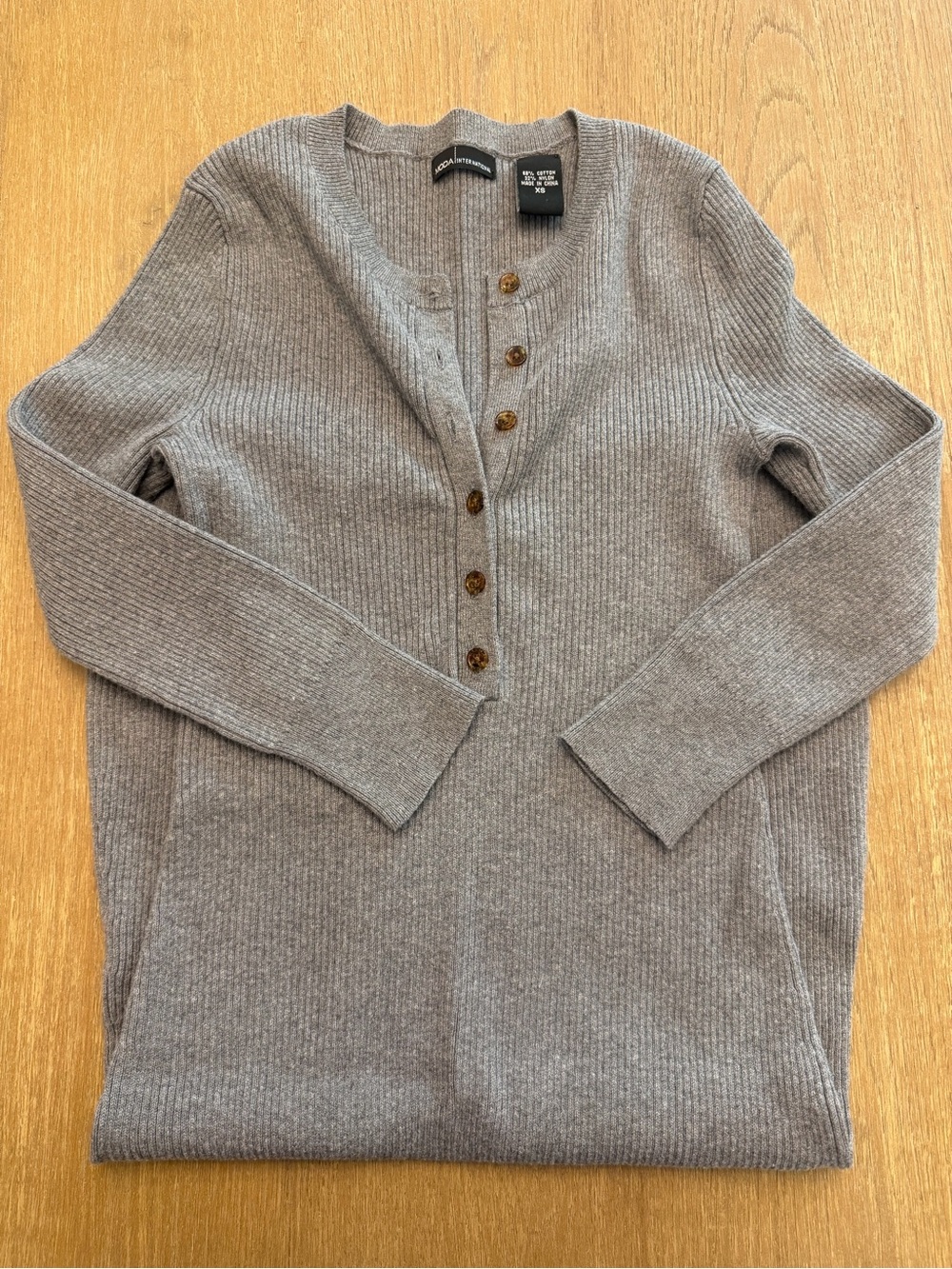 Moda International Henley Sweater Dress in Gray